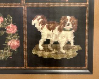 C58 - $125. Framed Vintage Needlepoint. Framed it measures 27" square.