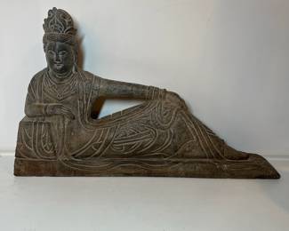 C129 - $125. Reclining Buddha - heavy stone. 23" long x 14" tall.