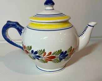 C14 - $250 SET. Includes 2 - 10" Dinner Plates. Cream & Sugar. 2 Coffee/Tea Cups 4" x 2.5". 2 Saucers 6.5". Teapot 9.75" x 7.5" tall.