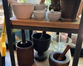 Collection of mortar and pestles 
