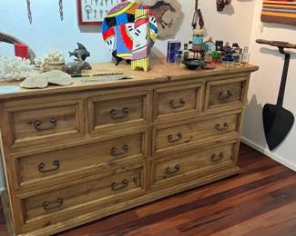 Large drawered chest with home hammered pulls