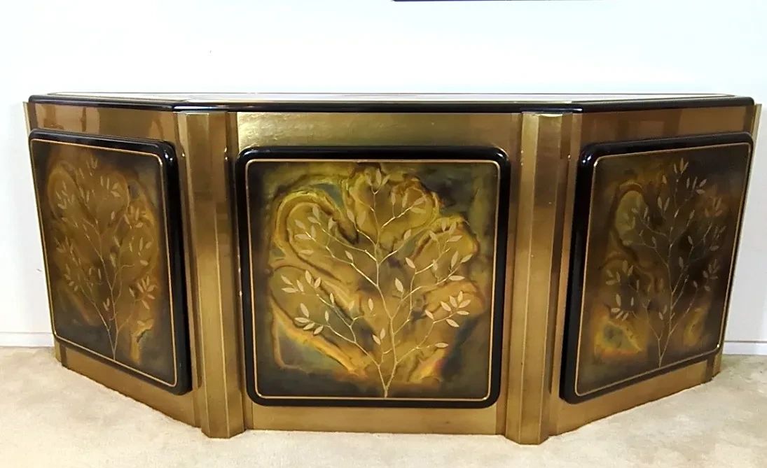  001 MCM 1970s Benhard Rohne For Mastercraft Acid Etched Tree Of Life Sideboard 