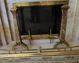 Vintage Pair Brass Andirons Brass Plated Fender Seats