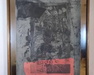 Industrial Style Red And Gray Tone Serigraph, Signed