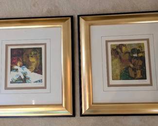 Two Certified Lithographs By Sunil Alvar, Flutist Cellist  Flutist 1968