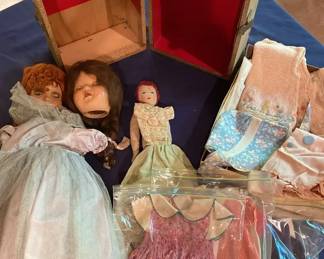Dolls, Doll Clothes, And Doll Case Vintage