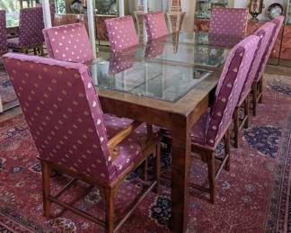 Century Chair Company Dining Table And Eight Upholstered Chairs