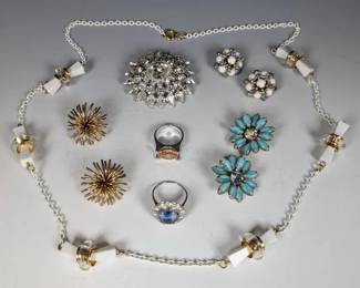 Costume Jewelry Featuring Weiss, Bergere And Austrian Crystal Broaches