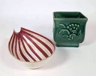 Stig Lindberg Faience Bowl With Rookwood Planter