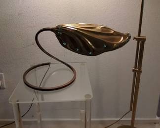 MCM Chapman Leaf Table Lamp Fredrick Cooper Leaf Shape Floor Lamp  Acrylic Shelf