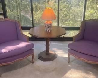 Louis XV Style Upholstered Armchairs And Pedestal Table