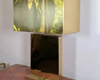 Signed Curtis Jere Brass Buffet Table Lamp, Vintage 1970s