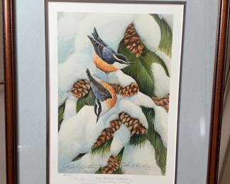John A Ruthven Red Breasted Nuthatches Lithograph Print