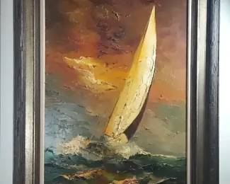Jan Bevort Sailboat Oil Painting