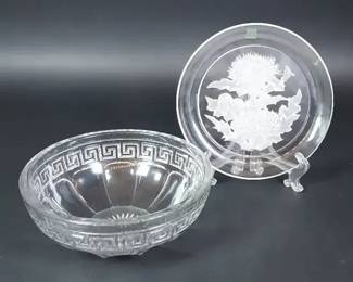 Hoya Crystal Plate And Haisey Style Bowl