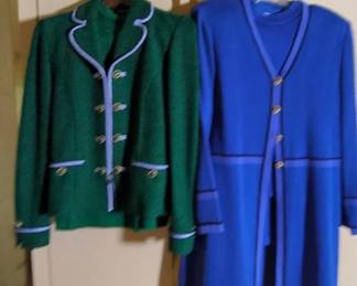 2 Vintage St John Collection 3 Piece Skirt Suits Kelly Green Periwinkle