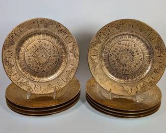 22 Karat Gold Encrusted Porcelain Plates