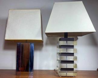 2 MidCentury Style Lamps With Large Shades