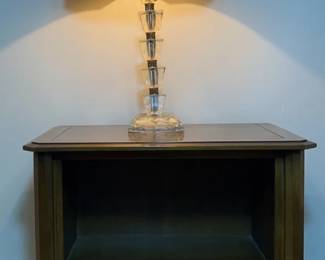 Century Furniture Bedside Table And Cut Glass Lamp