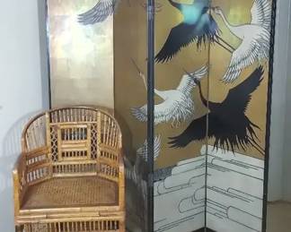 Asian Inspired Screen And Armchair