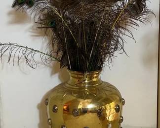 Brass Style Urn Embellished With Gemstones
