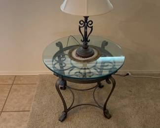 Glass Top Side Table Lamp