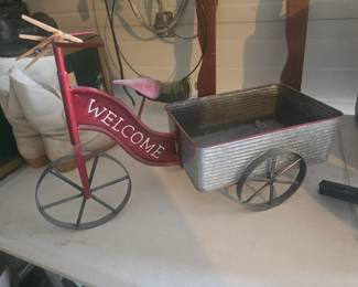 Vintage Metal Tricycle Planter 