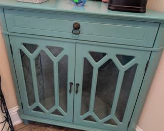 #42  Teal Corner Cabinet  31"Wx17"Dx32"H   $68