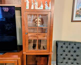 #5  Entertainment Stand  63"Wx23"Dx29"H   $185             #6A  Side Lighted Curio Cabinet  23"Wx19"Dx78"  $285  #6B  Side Lighted Curio Cabinet  23"Wx19"Dx78"  $285