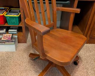 #32  Wood Rolling Desk Chair   #120