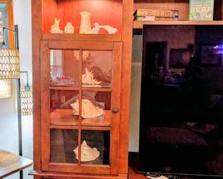 #5  Entertainment Stand  63"Wx23"Dx29"H   $185             #6A  Side Lighted Curio Cabinet  23"Wx19"Dx78"  $285  #6B  Side Lighted Curio Cabinet  23"Wx19"Dx78"  $285