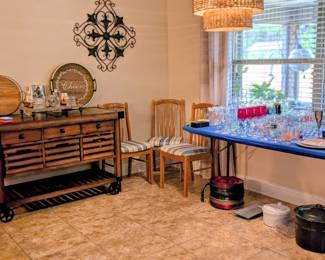 #20  Rolling Kitchen Work Station  55"Wx24"Dx35"H   $425                                                                                                                          #22+#23+#24  Koya Dining Chair   $62 each