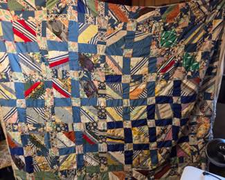 #79	Patchwork quilt 82x78 (small staining and tear)	 $35.00