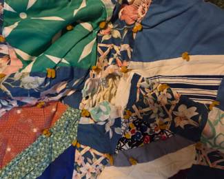 #79	Patchwork quilt 82x78 (small staining and tear)	 $35.00