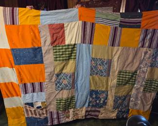 #77	Patchwork quilt 62x90 (tears see pictures)	 $35.00