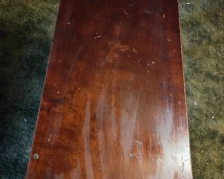 #37	small laminte wood table with drawer table restoration needed 28x16x30	 $20.00