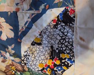 #79	Patchwork quilt 82x78 (small staining and tear)	 $35.00