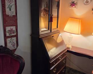 #44	Display hutch/Desk (2 pieces) 3 drawers 1 flipdown desktop 2 glass doors 2 shelves 30x17x82	 $55.00