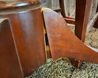 #46	Dining table wood with 6 chairs (as-is table leg needs repaired/finish) 83x42x29	 $65.00