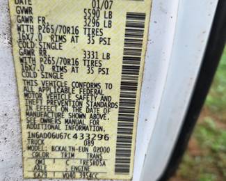 #1	2007 Nissan Frontier 70,429 miles 4 door everything works no warning lights, bed liner and hitch.  Two small dents on each side of front bumper.	 ***Taking Silent Bids ***winner will be called on Friday at around noon***