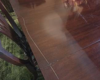 #46	Dining table wood with 6 chairs (as-is table leg needs repaired/finish) 83x42x29	 $65.00