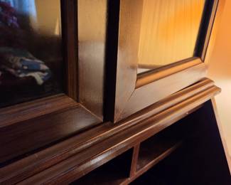 #44	Display hutch/Desk (2 pieces) 3 drawers 1 flipdown desktop 2 glass doors 2 shelves 30x17x82	 $55.00