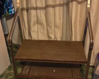 #58	Wheeled laminate and metal cart vintage 28x14x32 to handle	 $25.00