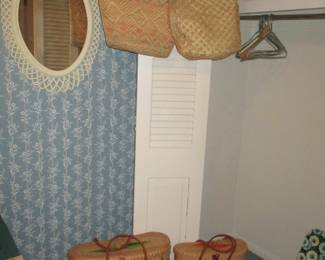 vintage STRAW shopping bags