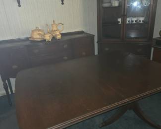 Antique dining table, buffet and China cabinet