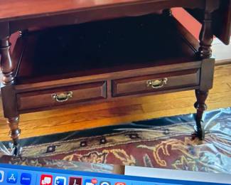 Solid Cherry 2 Drawer Tea Cart w/Drop-Leaves 