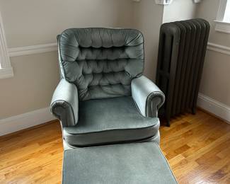 Upholstered Rocker-Swivel Chair w/ Hassock