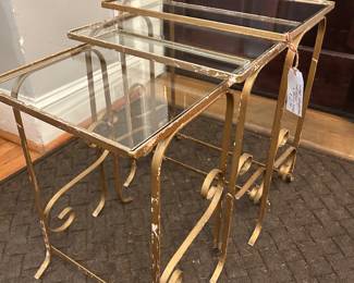 3 Glass-Top and Metal Nesting Tables