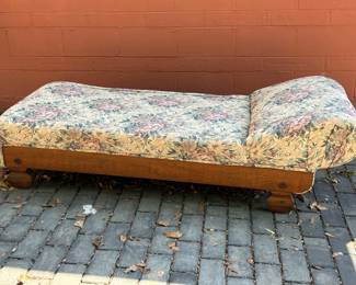 Vintage Oak Upholstered Chaise