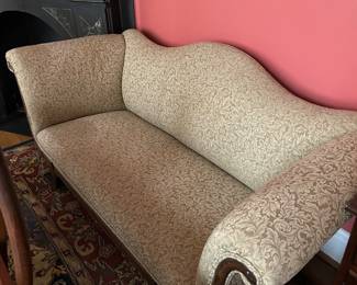 Antique Mahogany Upholstered Loveseat